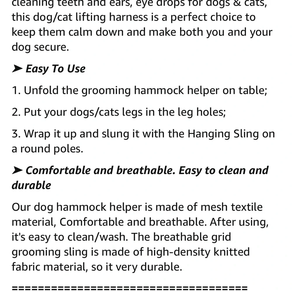 NWOT XXL Dog Hammock for Grooming & Nail Trimming (GRC)
